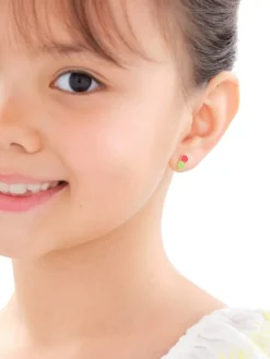 Złote kolczyki z emalią - kwiaty