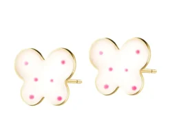 Złote kolczyki z emalią - motyle