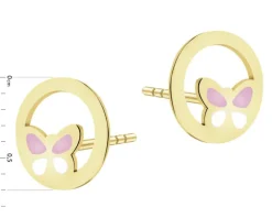 Złote kolczyki z emalią - motyle