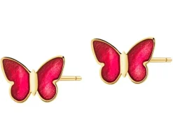 Złote kolczyki z emalią - motyle
