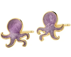 Złote kolczyki z emalią - ośmiornice