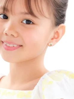 Złote kolczyki z emalią - pszczółki