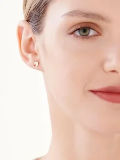 Złote kolczyki z emalią - serca