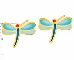 Złote kolczyki z emalią - ważki