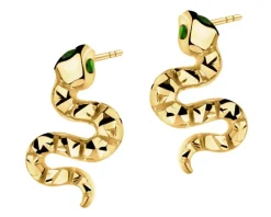 Złote kolczyki z emalią - węże