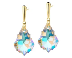 Złote kolczyki z kryształami syntetycznymi