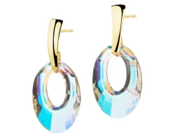 Złote kolczyki z kryształami syntetycznymi