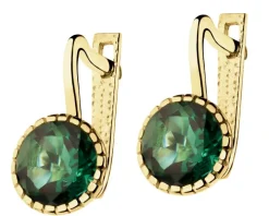 Złote kolczyki z kwarcami syntetycznymi