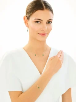 Złote kolczyki z malachitami syntetycznymi