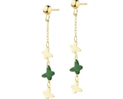 Złote kolczyki z malachitami syntetycznymi - motyle