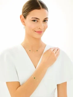 Złote kolczyki z malachitami syntetycznymi - gwiazdy