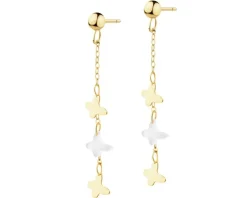 Złote kolczyki z masą perłową - motyle