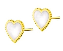 Złote kolczyki z masą perłową - serca