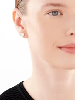 Złote kolczyki z masą perłową - serca