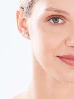 Złote kolczyki z masą perłową - aniołki