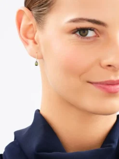 Złote kolczyki z oliwinami syntetycznymi
