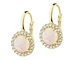 Złote kolczyki z opalitami i cyrkoniami