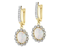 Złote kolczyki z opalitami i cyrkoniami