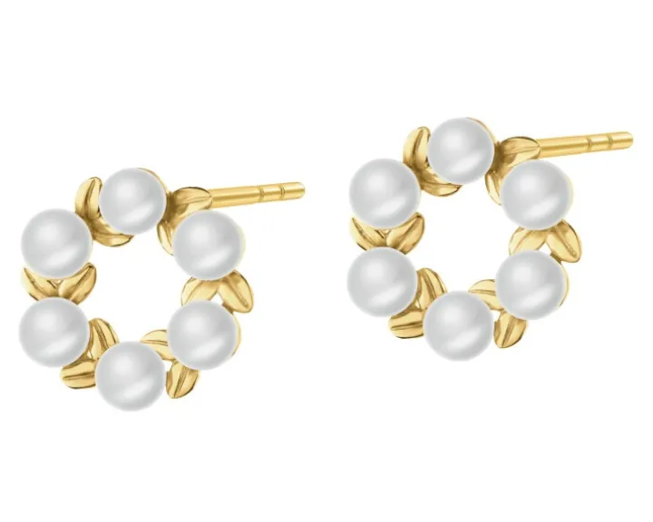 Złote kolczyki z perłami