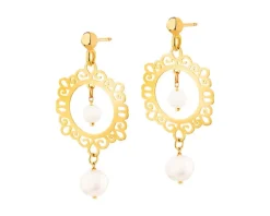 Złote kolczyki z perłami