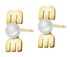 Złote kolczyki z perłami - mama