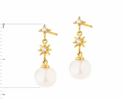 Złote kolczyki z perłami i cyrkoniami