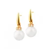 Złote kolczyki z perłami i cyrkoniami
