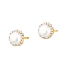 Złote kolczyki z perłami i cyrkoniami