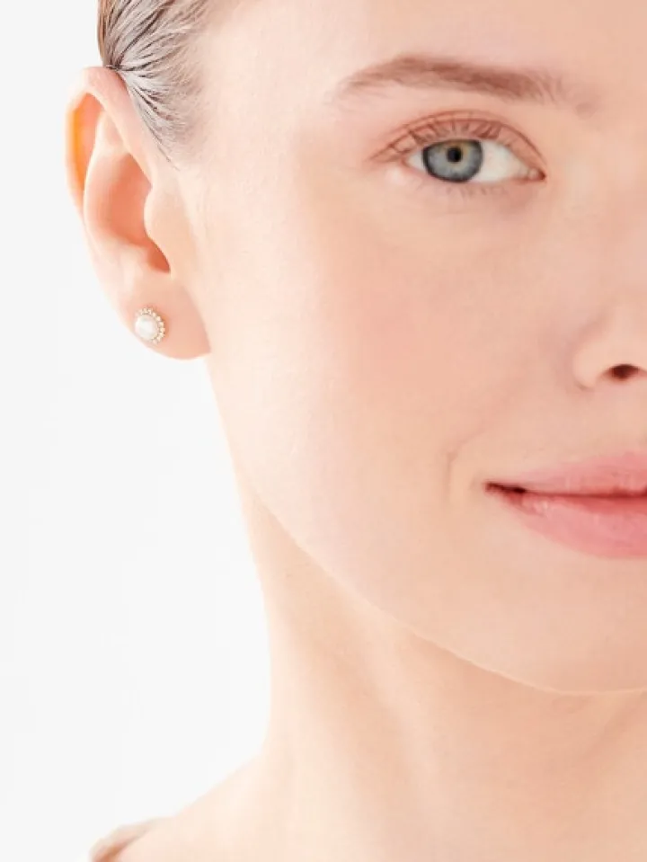 Złote kolczyki z perłami i cyrkoniami