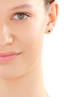 Złote kolczyki z szafirami syntetycznymi - kolibry