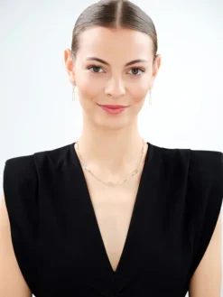 Złote kolczyki z topazami - paper clip