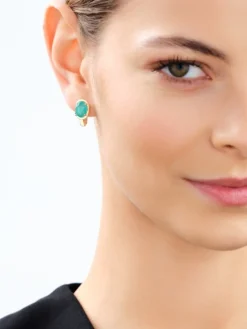 Złote kolczyki z turmalinami syntetycznymi