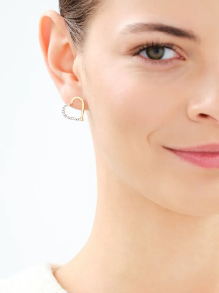 Złote kolczyki ze szkłem szlifowanym - serca