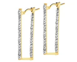 Złote kolczyki ze szkłem szlifowanym