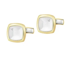 Złote spinki do mankietów z cyrkoniami