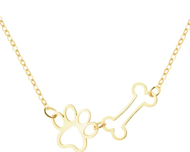 Złoty naszyjnik - kość, łapka