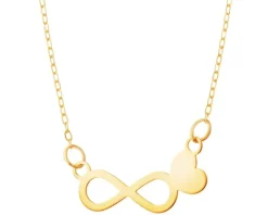 Złoty naszyjnik - nieskończoność, serce