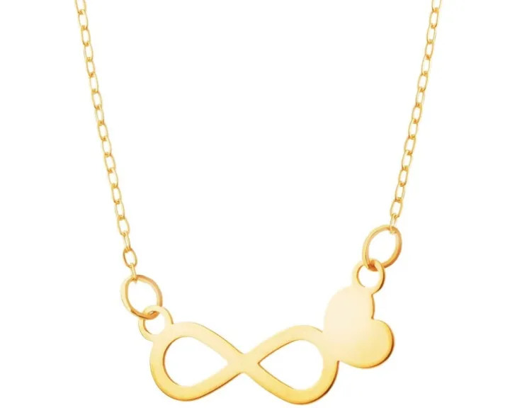 Złoty naszyjnik - nieskończoność, serce