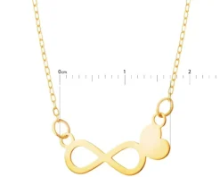 Złoty naszyjnik - nieskończoność, serce