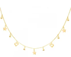 Złoty naszyjnik - serca, gwiazdy