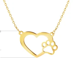 Złoty naszyjnik - serce, łapka