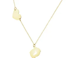 Złoty naszyjnik - stópki, serce