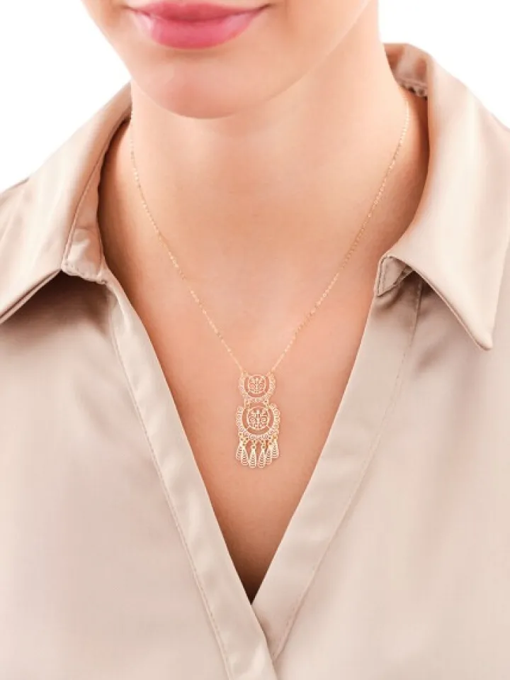 Złoty naszyjnik, ankier - łapacz snów