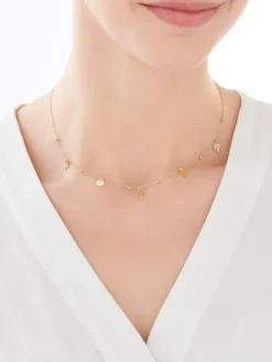 Złoty naszyjnik, ankier - drzewka, koła