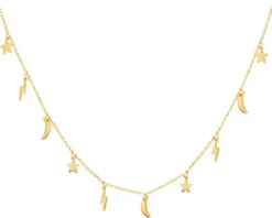 Złoty naszyjnik, ankier - gwiazdy, Księżyce, pioruny