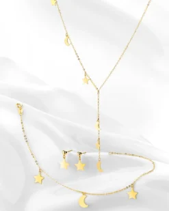 Złoty naszyjnik, ankier - gwiazdy, Księżyce