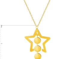 Złoty naszyjnik, ankier - gwiazda, koła