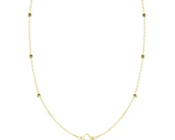 Złoty naszyjnik, ankier - koniczyna, kulki