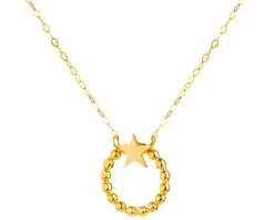 Złoty naszyjnik, ankier - koło, gwiazda