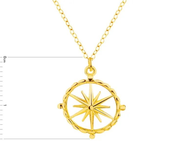 Złoty naszyjnik, ankier - kompas, róża wiatrów
